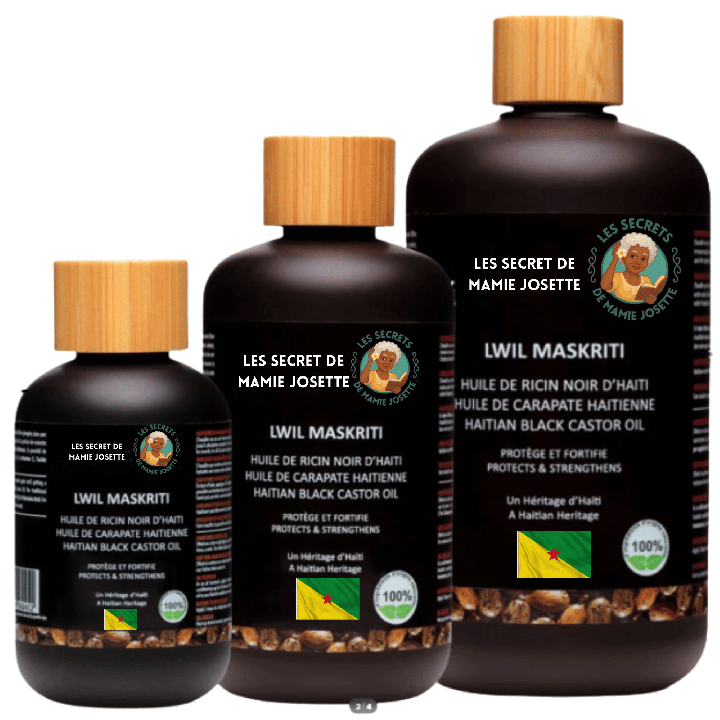 Lot de 3 Lwil Maskriti - Huile de Ricin Noir de Guyane