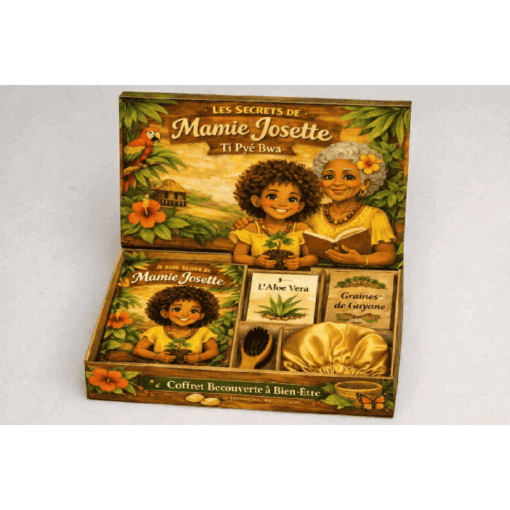 Coffret enfant cheveux crépus – soins cheveux et livre | Mamie Josette